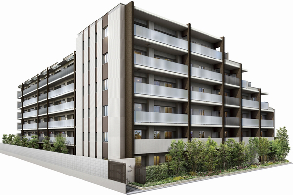 Features of the building.  [appearance] In form design that emphasizes the verticality of the building, The surface to segment by vertical line, It has been accompanied by visual rhythm and quaint shadow. By devote a variety of tastes, In harmony with cityscape has become a appearance off a beautiful presence (Rendering)