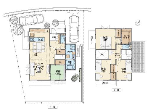 Building plan example (floor plan). Yurinokidai 50m to elementary school