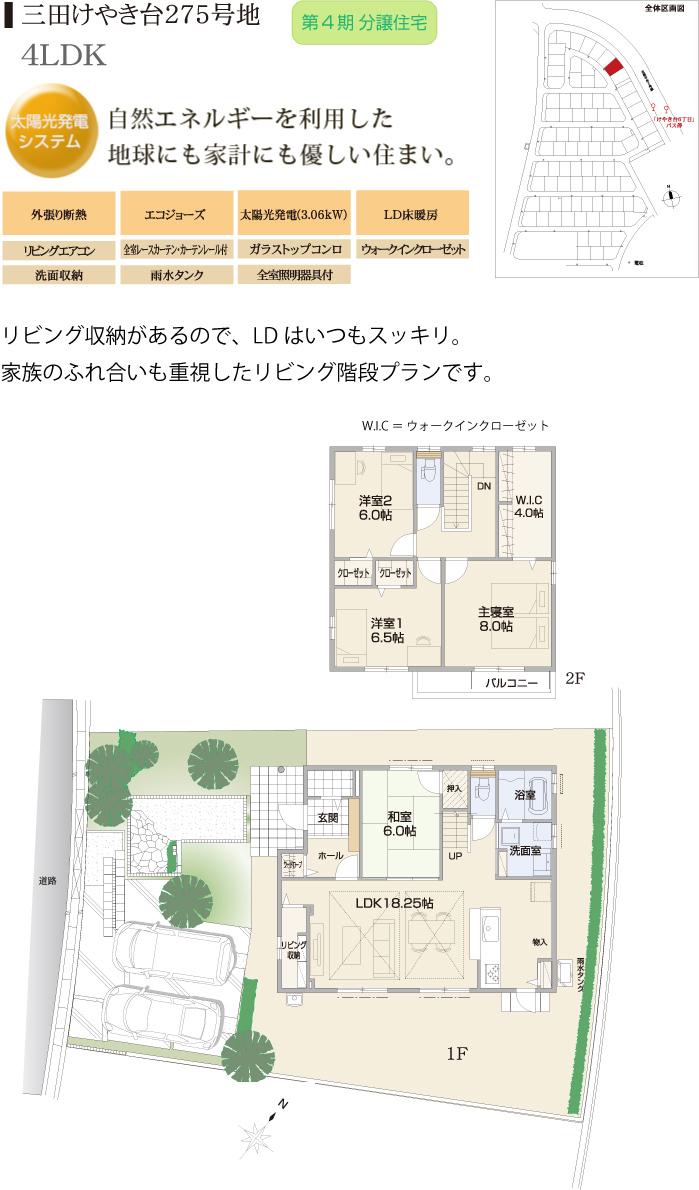 Floor plan.  [275 No. land] So we have drawn on the basis of the Plan view] drawings, Plan and the outer structure ・ Planting, such as might actually differ slightly from.  Also, furniture ・ Car, etc. are not included in the price. 