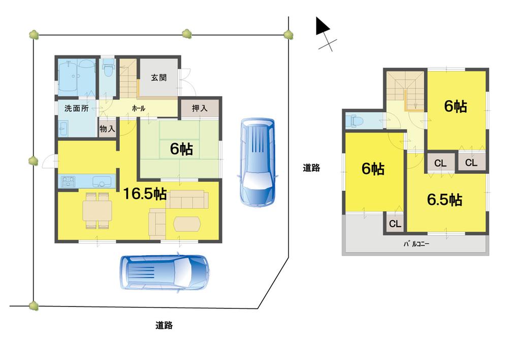 Floor plan. 37,800,000 yen, 4LDK, Land area 138.91 sq m , Building area 95.58 sq m car park 2 Taito south corner lot