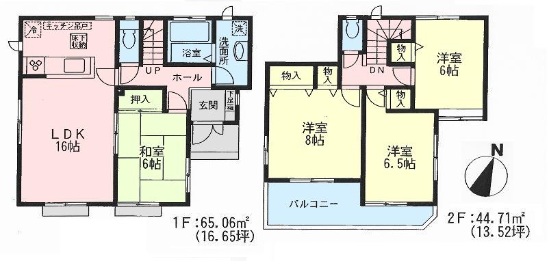 Floor plan. 31,800,000 yen, 4LDK, Land area 100.34 sq m , It is a building area of 99.77 sq m Zenshitsuminami oriented design.