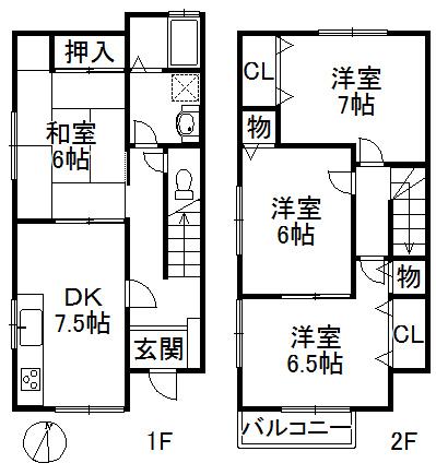 Floor plan. 9.8 million yen, 4DK, Land area 457.5 sq m , Building area 77.68 sq m