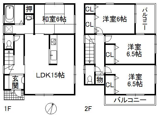 Floor plan. (No. 6 locations), Price 30,800,000 yen, 4LDK, Land area 108.02 sq m , Building area 94.77 sq m