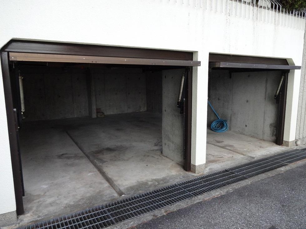 Parking lot. Electric shutter garage