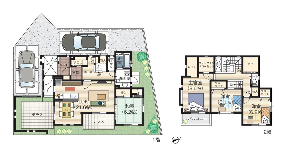 Floor plan. 46,500,000 yen, 4LDK + S (storeroom), Land area 186.83 sq m , Is a floor plan of the building area 125.55 sq m storage enhancement. 