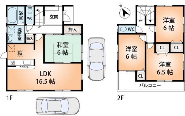 Floor plan. 37,800,000 yen, 4LDK, Land area 138.07 sq m , Building area 95.58 sq m ■ Mato drawings ■ Living 1 Pledge or more. All rooms 6 Pledge or more of build margin. I was paying attention to the lighting of the southeast side. Limit 1 House ・ Parking two Allowed!
