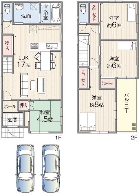 Floor plan. Price 28.5 million yen, 4LDK, Land area 100.07 sq m , Building area 97.29 sq m