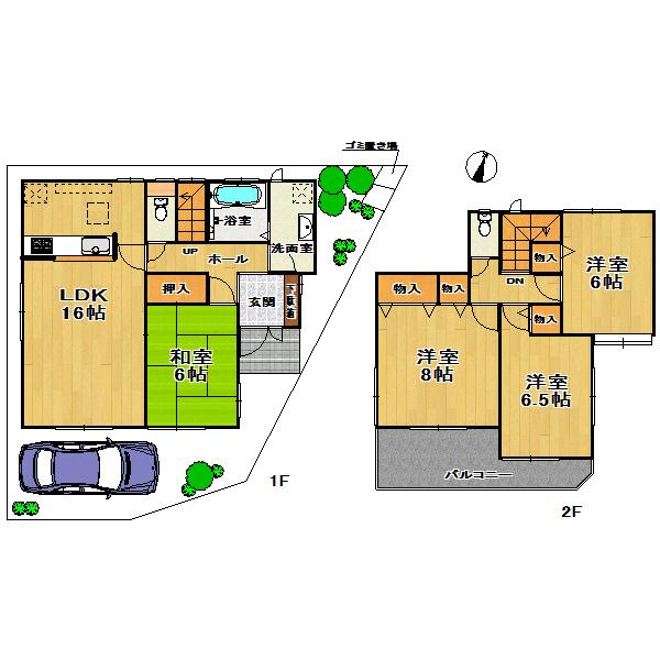 Floor plan. (E Building), Price 31,800,000 yen, 4LDK, Land area 100.34 sq m , Building area 99.77 sq m