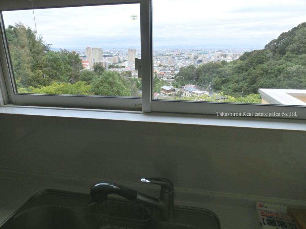 Kitchen. View you can enjoy from the small window of the kitchen.
