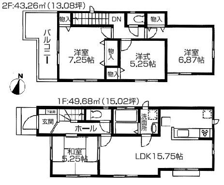 Floor plan. (C No. land), Price 28.8 million yen, 3LDK+S, Land area 100.15 sq m , Building area 92.94 sq m