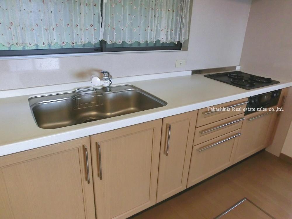 Kitchen. Artificial marble of the top plate.