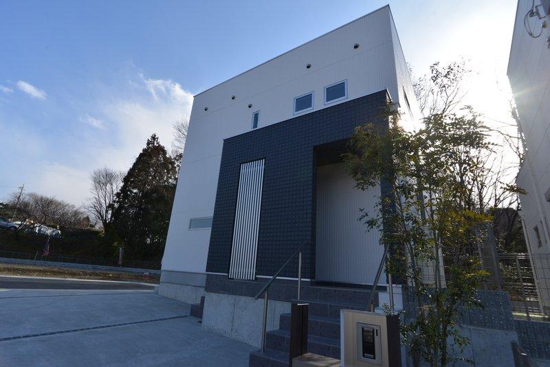 Model house photo. Cubic modern model house offers you two buildings 