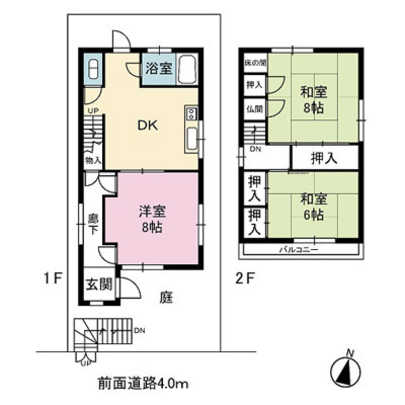 Floor plan. South is facing 3DK.