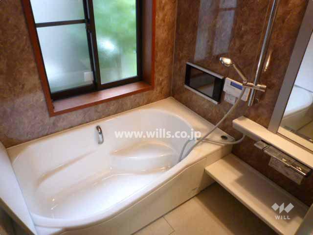 Bathroom. There are large windows