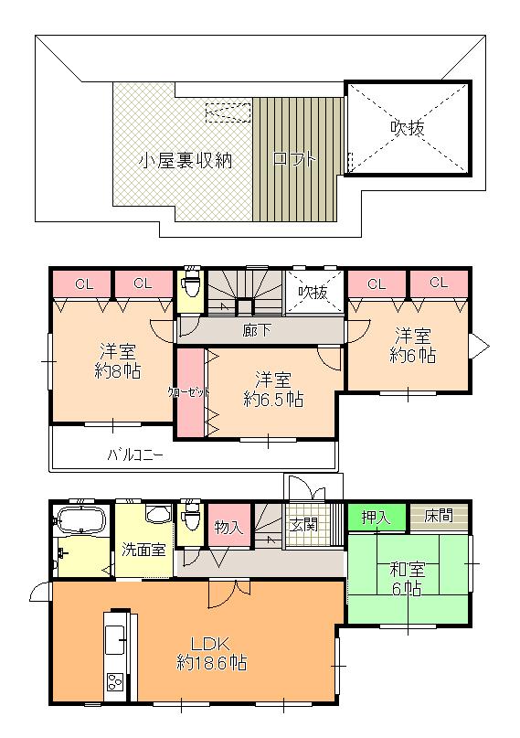 Floor plan. 42,800,000 yen, 4LDK, Land area 152.02 sq m , Building area 115.66 sq m
