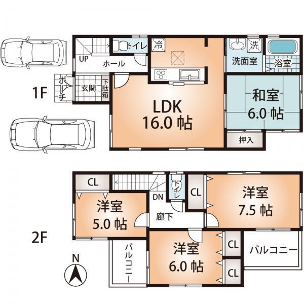 Floor plan. 37.5 million yen, 4LDK, Land area 115.88 sq m , Building area 95.58 sq m building floor plan