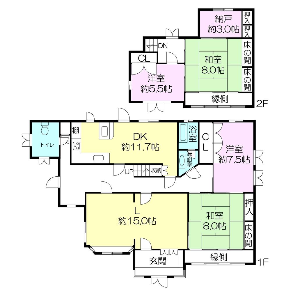 Floor plan. 98 million yen, 4LDK + S (storeroom), Land area 565.95 sq m , Building area 153.71 sq m