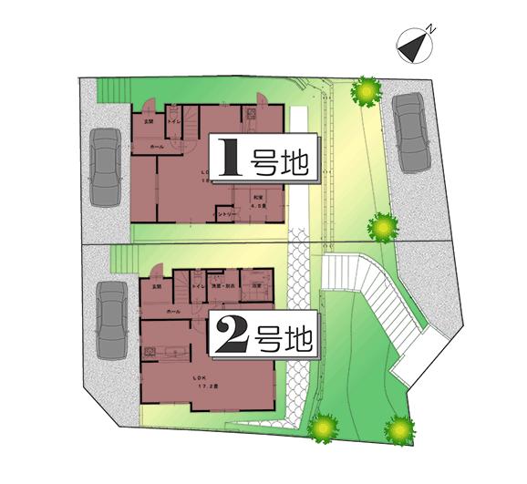 The entire compartment Figure. Wide house is a two-compartment with a space that is built frontage