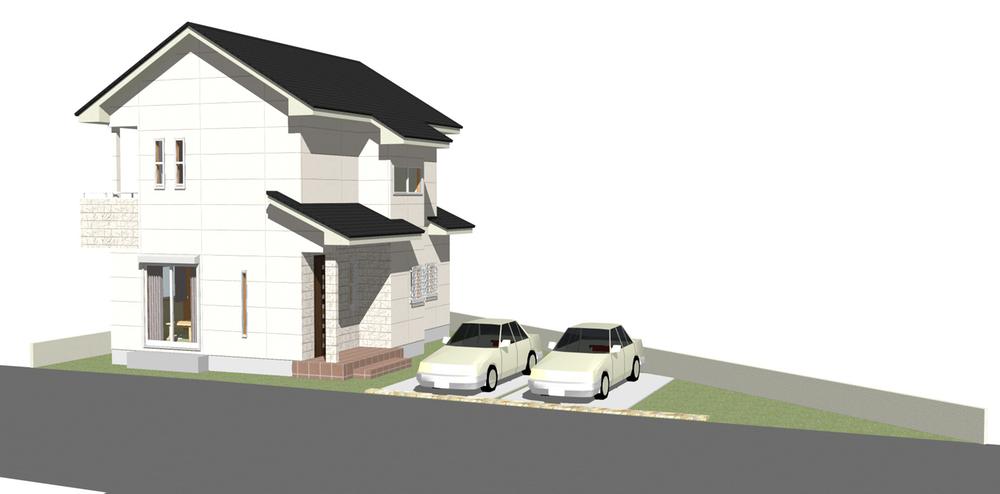 Building plan example (Perth ・ appearance). The outer wall material Asahi Kasei of Power Board Specifications.  Building plan example  Building price 16.4 million yen, Building area 98.82 sq m