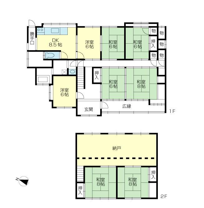 Floor plan. 10 million yen, 7LDK + S (storeroom), Land area 690.2 sq m ese House of rural development that building area 236.53 sq m cherry trees are views.