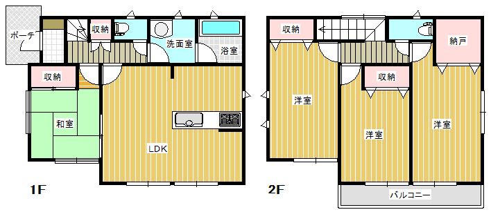 Floor plan. 22,800,000 yen, 4LDK, Land area 200 sq m , Building area 95.98 sq m