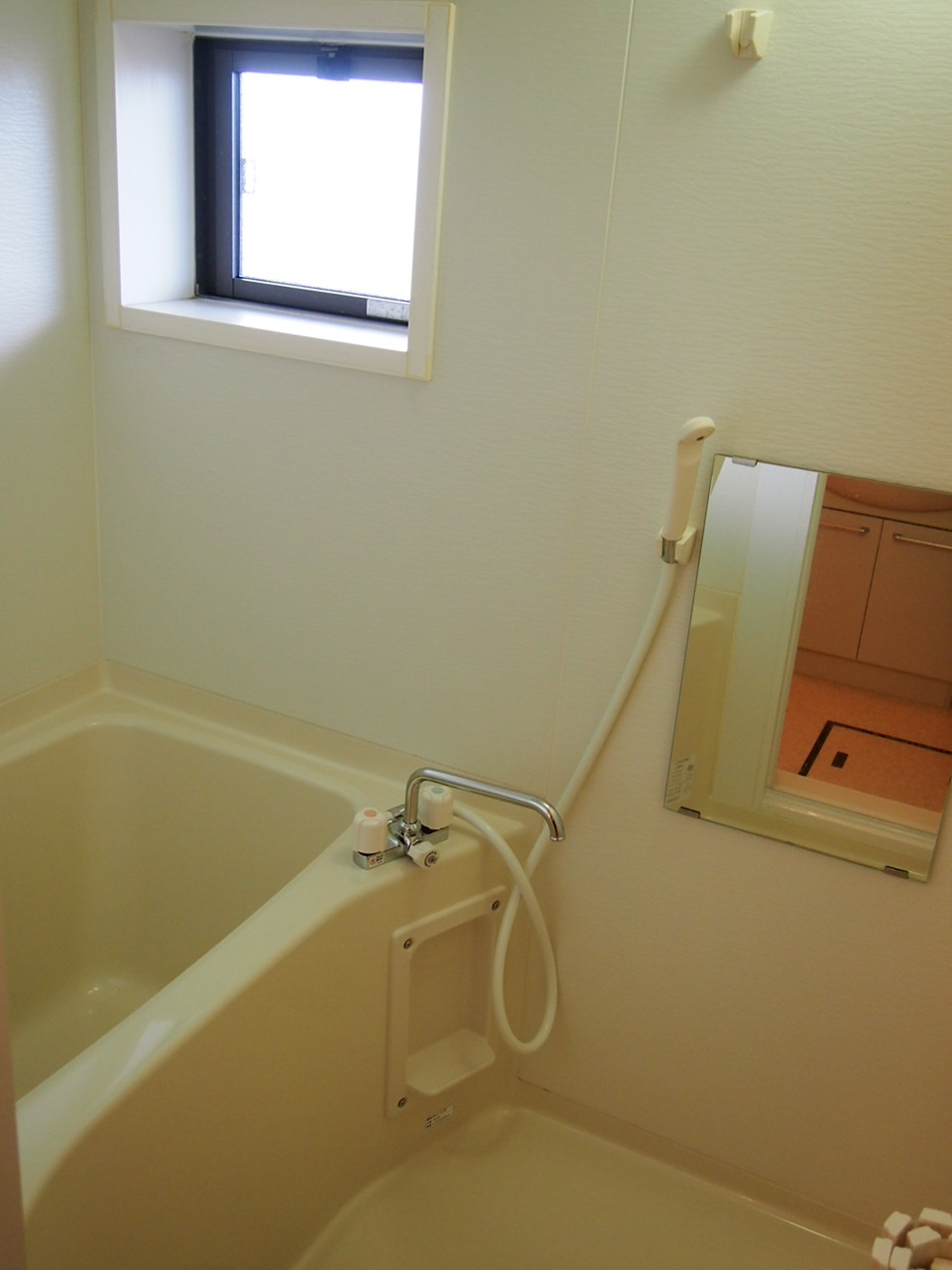 Bath. With a window in the bathroom