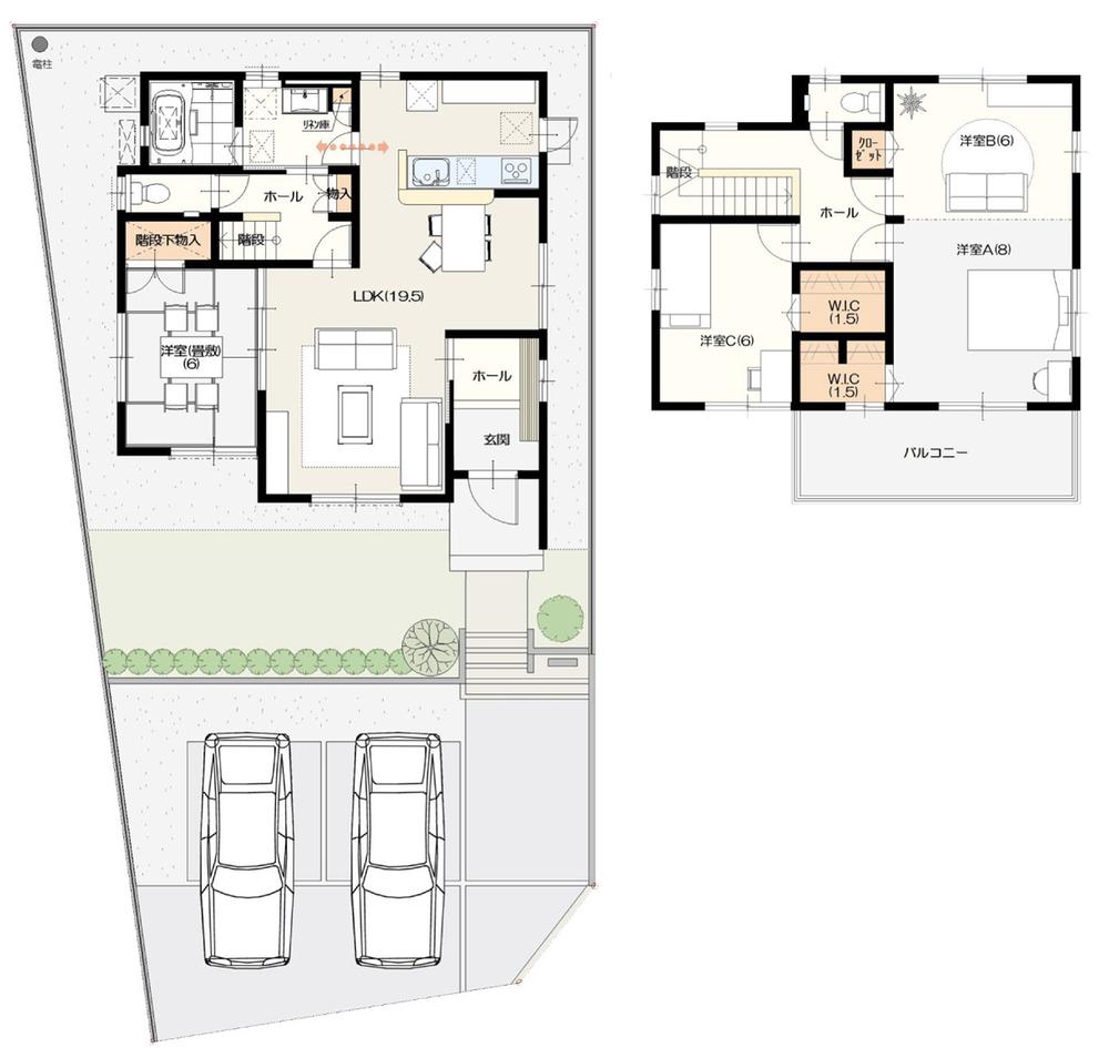 Floor plan. (1 Building), Price 28,300,000 yen, 3LDK, Land area 189.33 sq m , Building area 112.61 sq m