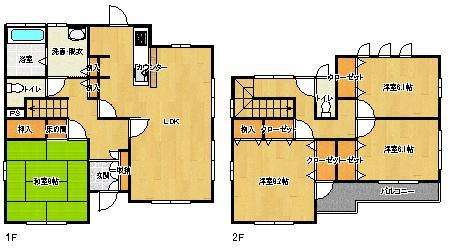 Floor plan. 28.5 million yen, 4LDK, Land area 222.34 sq m , Building area 122.14 sq m