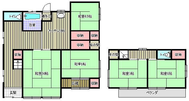 Floor plan. 9.5 million yen, 5DK, Land area 161.98 sq m , Building area 99.89 sq m