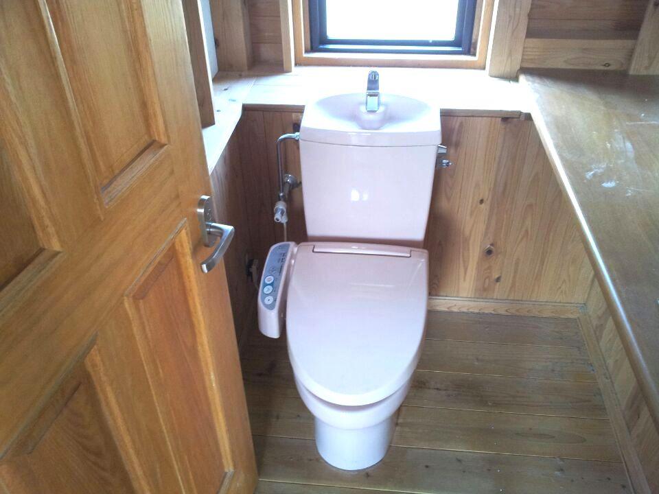 Toilet. Bright toilet with a window and a shelf