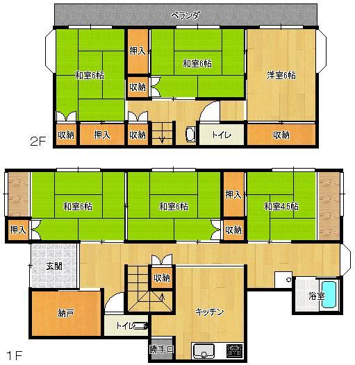 Floor plan. 12 million yen, 6DK, Land area 195.73 sq m , Building area 118.43 sq m