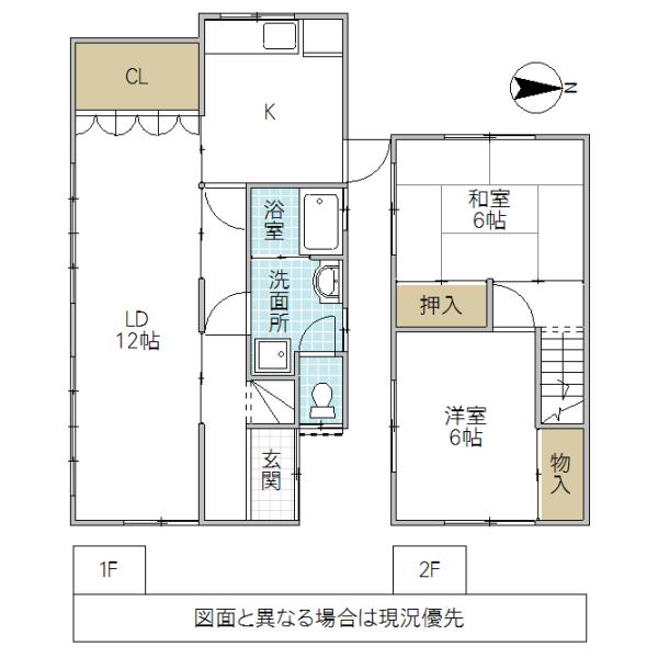Floor plan. 7.8 million yen, 2LDK, Land area 135.52 sq m , Building area 71.62 sq m