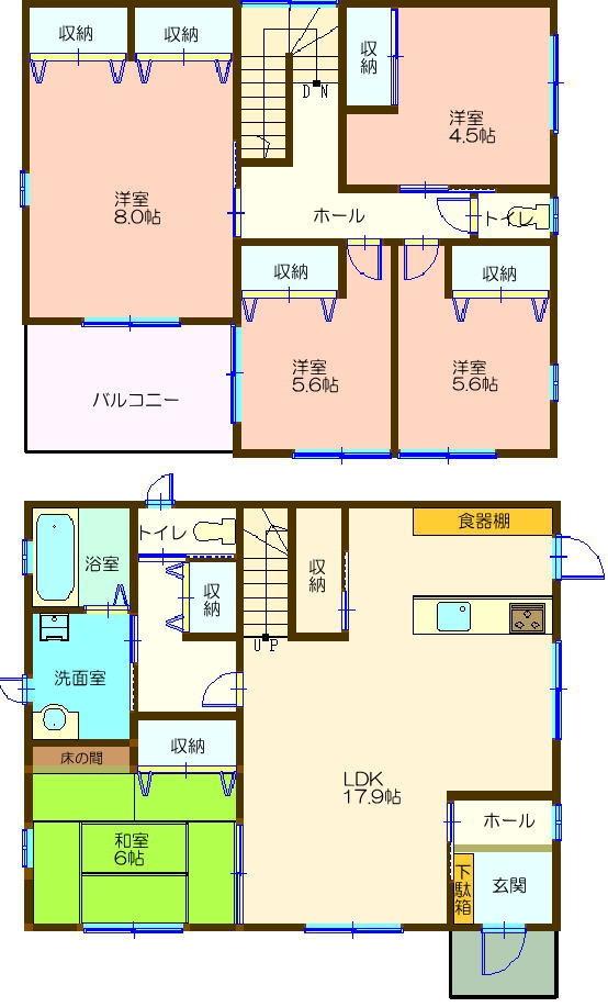 Floor plan. 26,900,000 yen, 5LDK, Land area 304.19 sq m , Building area 127.13 sq m