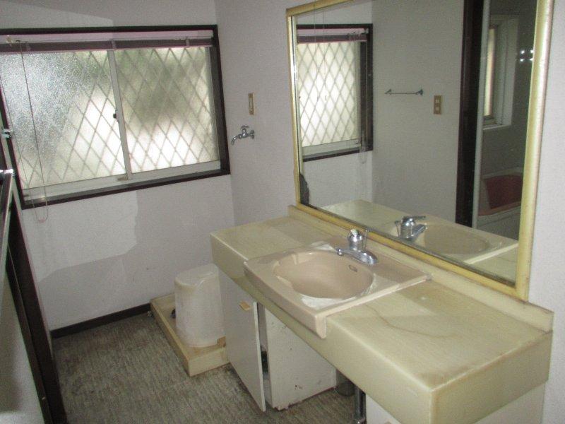 Wash basin, toilet. Washroom