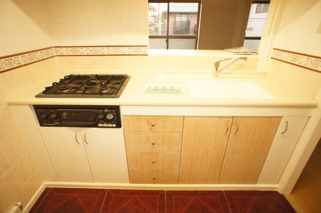 Kitchen. Living room overlooking the kitchen