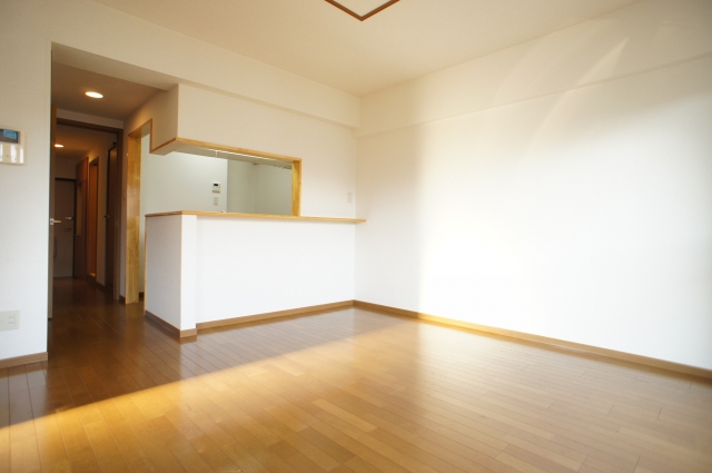 Living and room. Living stylish counter kitchen