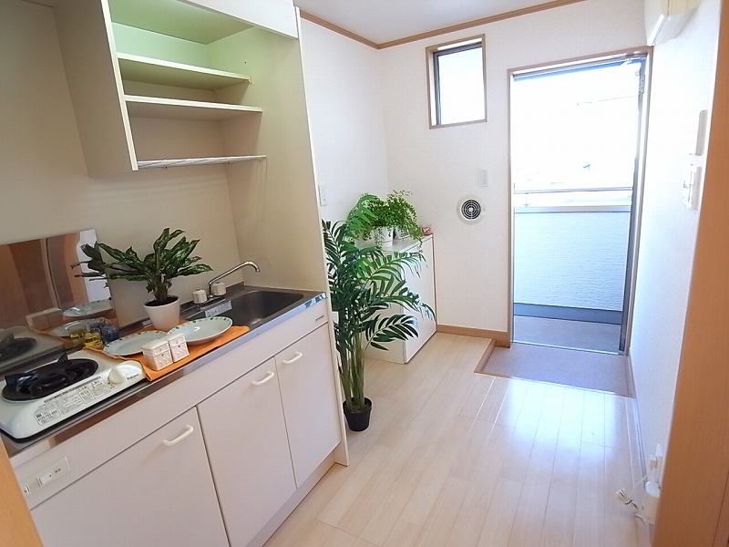 Kitchen. Storage is abundant with shelf. 