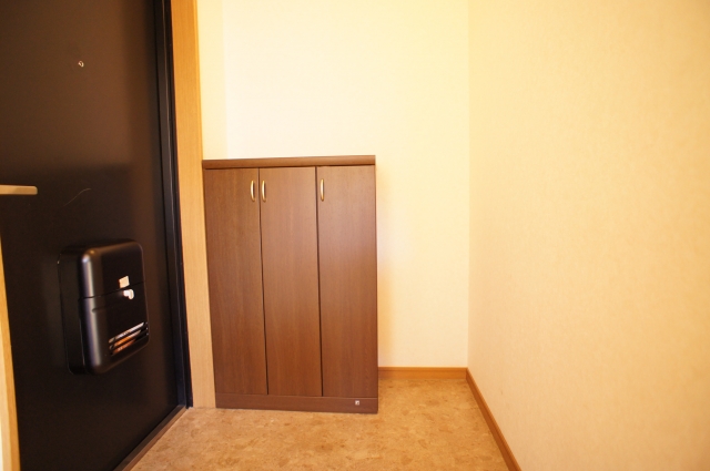 Entrance. With a shoe box