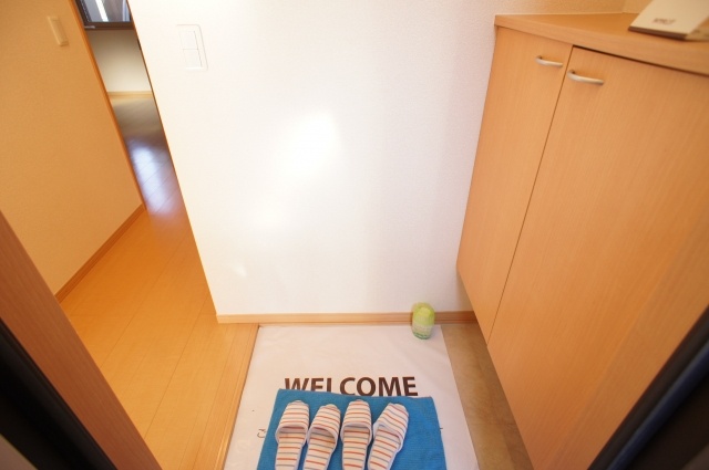 Entrance. With a shoe box