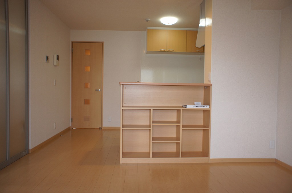 Living and room. Display with storage