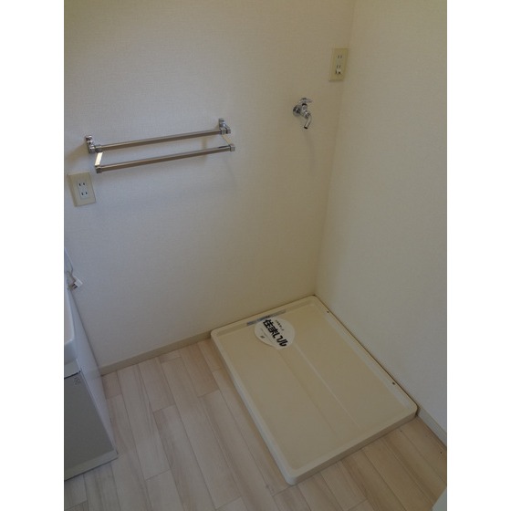 Washroom. Washing machine in the room