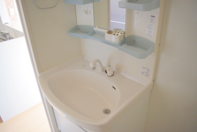 Washroom. The photograph is a separate, Room