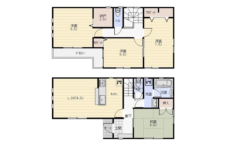 Floor plan. 18,800,000 yen, 4LDK, Land area 155.9 sq m , Building area 98 sq m 1 Building plan view