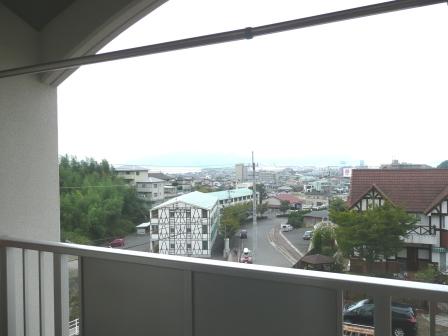View. The sea is visible in the distance