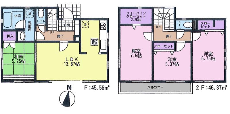 Floor plan. (1 Building), Price 16.8 million yen, 4LDK, Land area 140.41 sq m , Building area 91.93 sq m