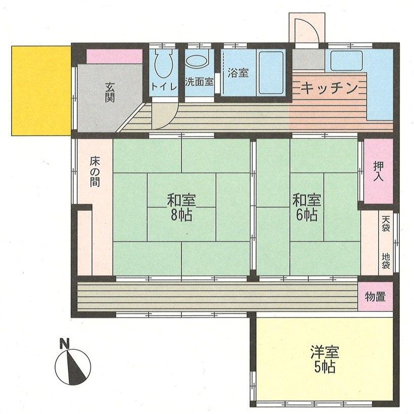 Floor plan. 9.9 million yen, 3K, Land area 188.91 sq m , Building area 64.15 sq m