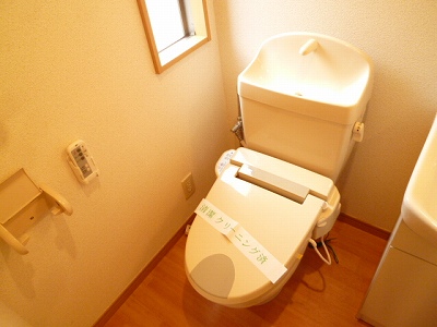 Toilet. It is bright and there is a small window
