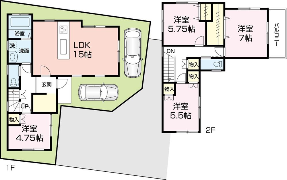 Building plan example (NO.3 compartment) Building price 1,390 yen, Building area 97.52 sq m. Building plan example (NO.3 compartment) Building Price