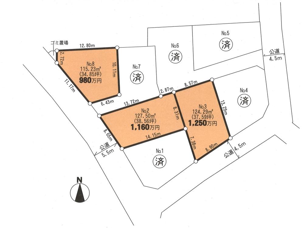 Compartment figure. Land price 9.8 million yen, Land area 115.23 sq m