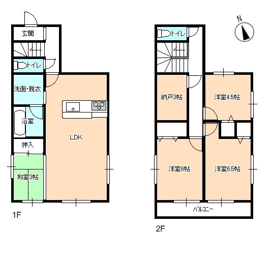 Floor plan. (1 ●), Price 22,800,000 yen, 4LDK+S, Land area 117.76 sq m , Building area 92.34 sq m